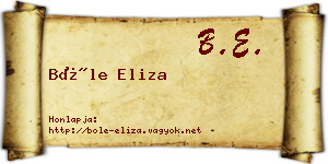 Bőle Eliza névjegykártya